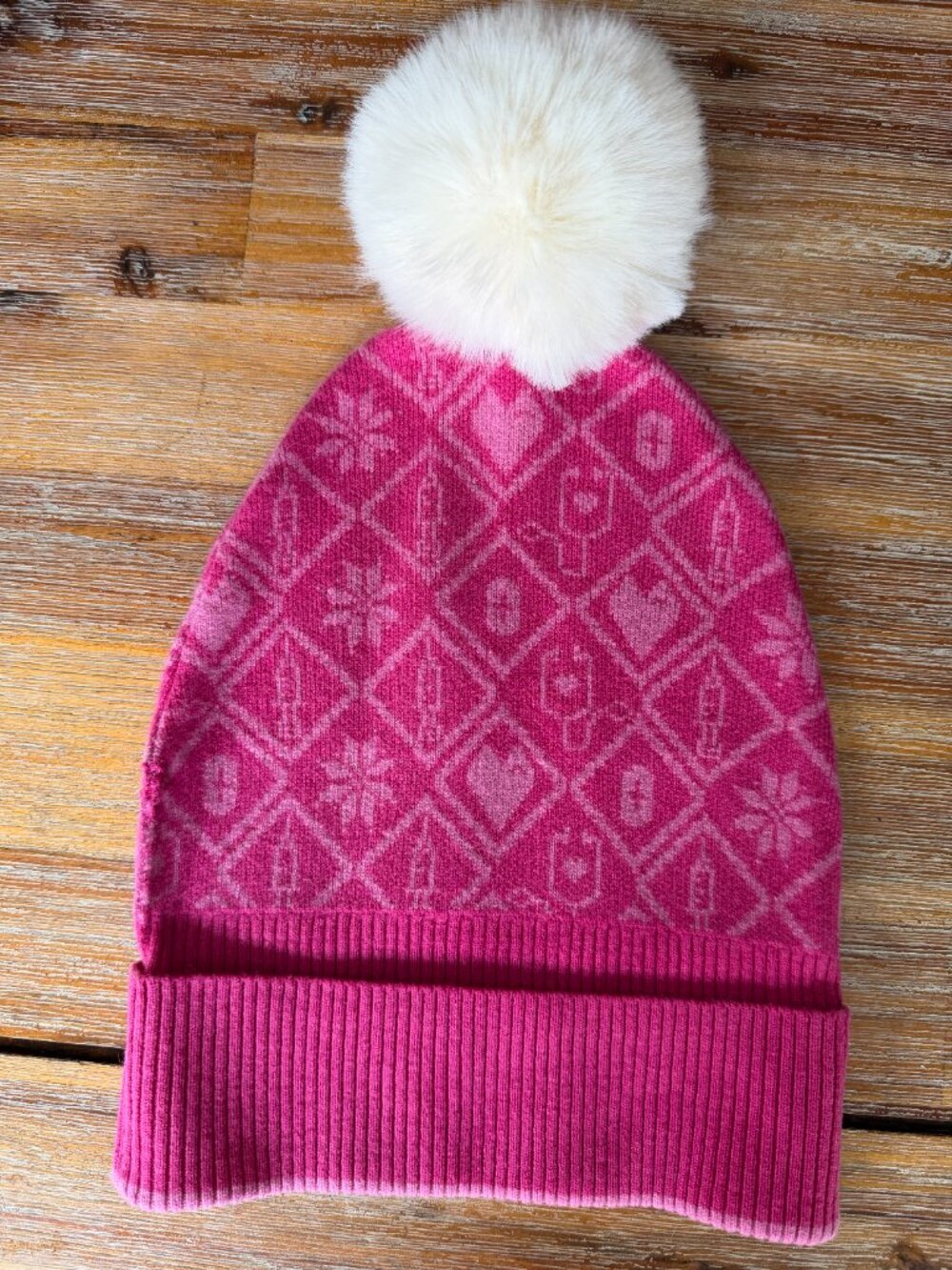 FIGS Pink Merino Wool Pom Pom Beanie Unisex Medical Icon Knit Hat - Picture 5 of 5